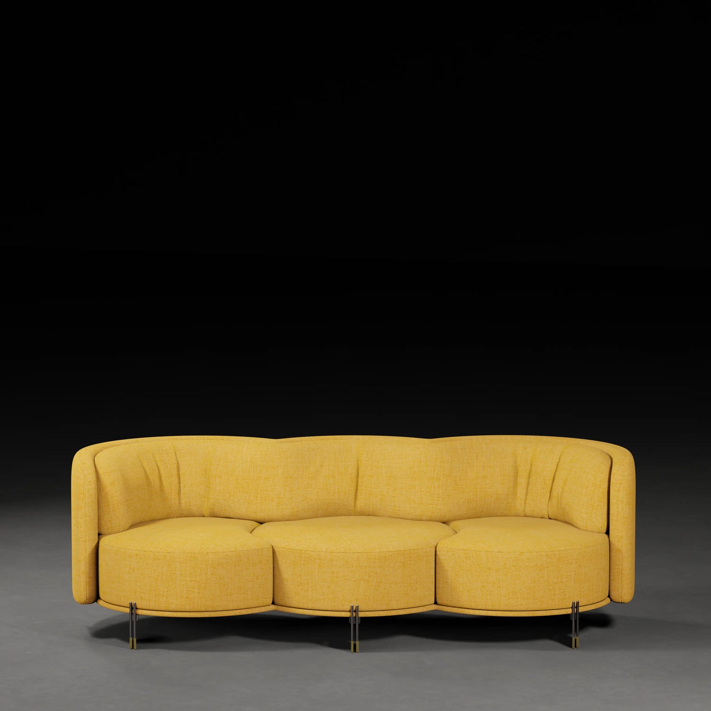 LOTUS - 3 Seater Premium Sofa in linen Finish | Yellow Color