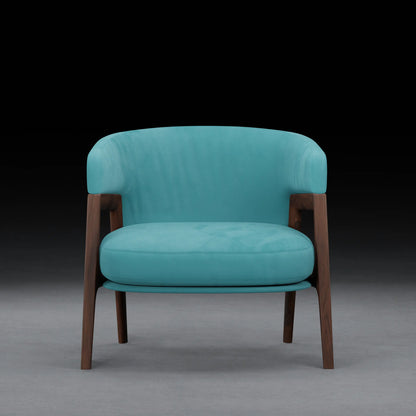 LEMON - Armchair in Teak wood - Velvet Finish | Blue Color