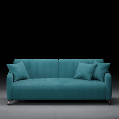 Berry  - 3 Seater Couch in Velvet Finish | Blue Color