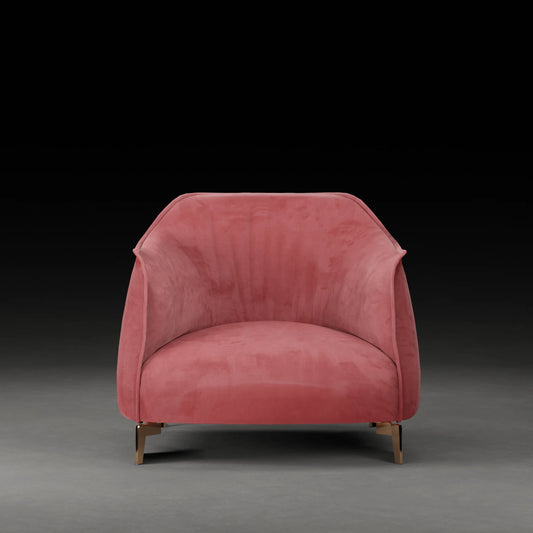 COCONUT - Contemporary Armchair in Velvet Finish | Pink Colour