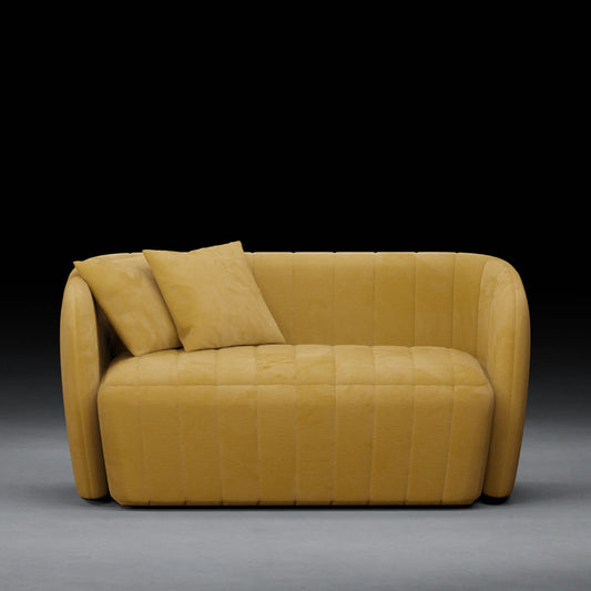 DAFFODIL - 2 Seater Tuxedo Couch In Linen Finish | Yellow Ochre Color