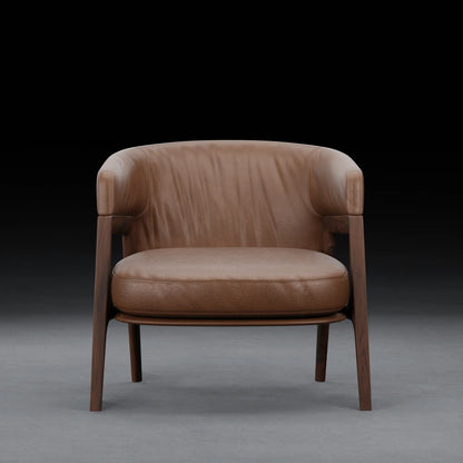 LEMON - Armchair in Teak wood - Leather Finish | Brown Color