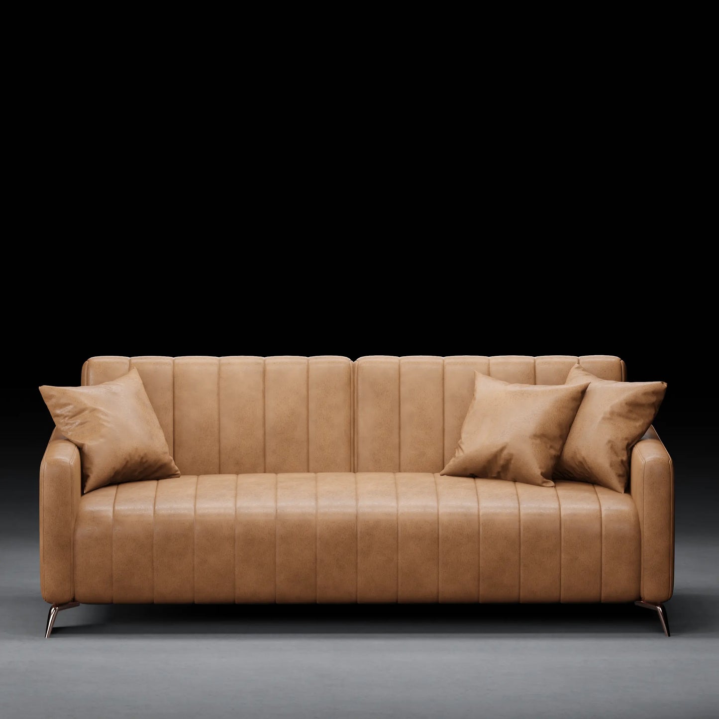 Berry  - 3 Seater Couch in Leather Finish | Tan Color