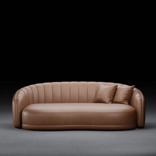 LILY - 3 Seater Couch in Leather Finish | Brown Color