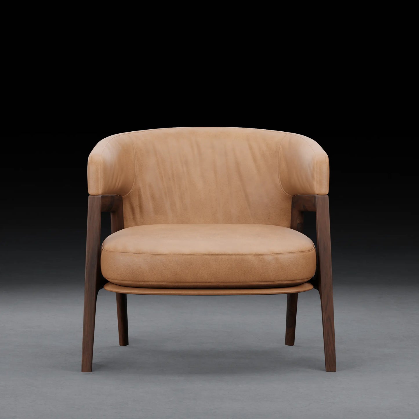 LEMON - Armchair in Teak wood - Leather Finish | Dark Beige Color
