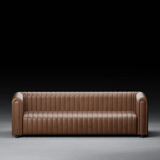 FIG  - XL 3 Seater Couch in Leather Finish | Brown Color