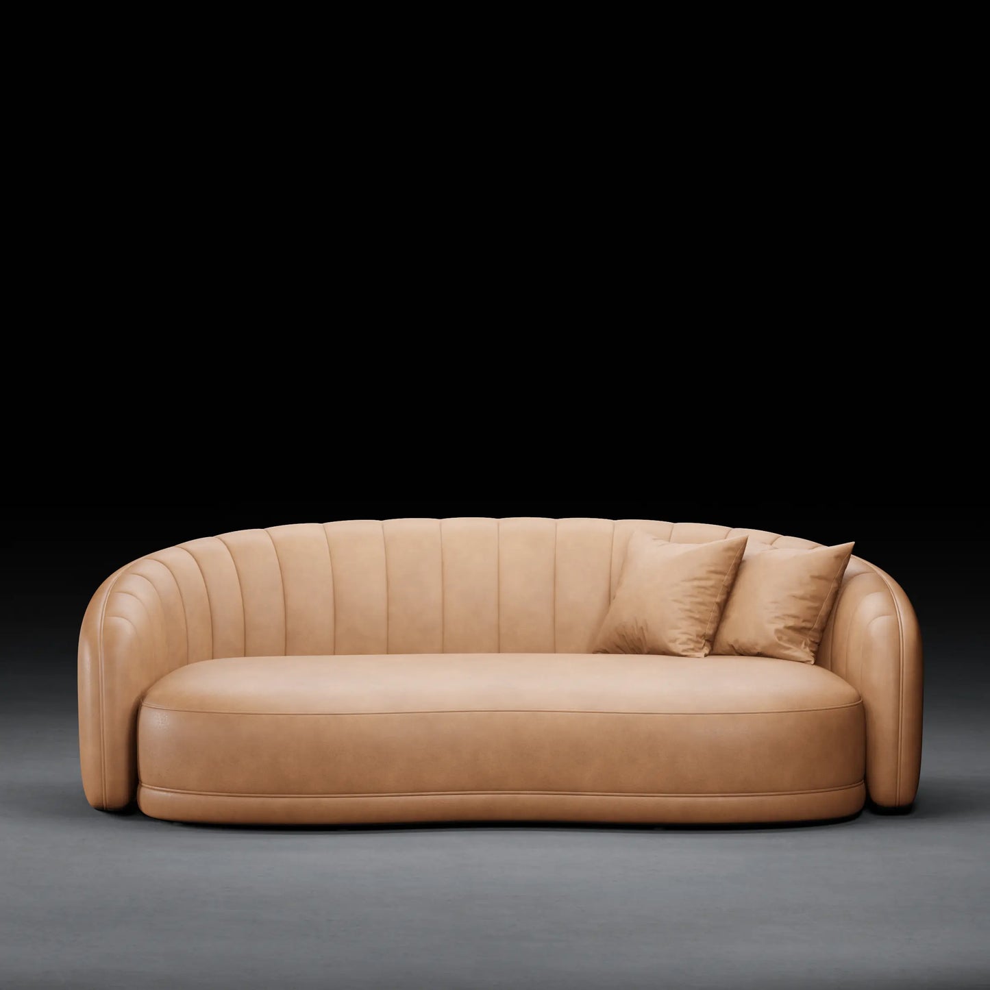 LILY - 3 Seater Couch in Leather Finish | Tan Color