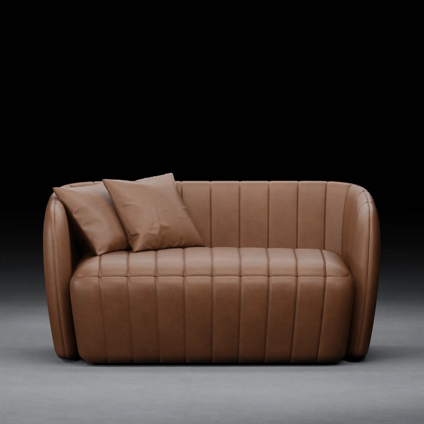 DAFFODIL - 2 Seater Tuxedo Couch In Leather Finish | Brown Color