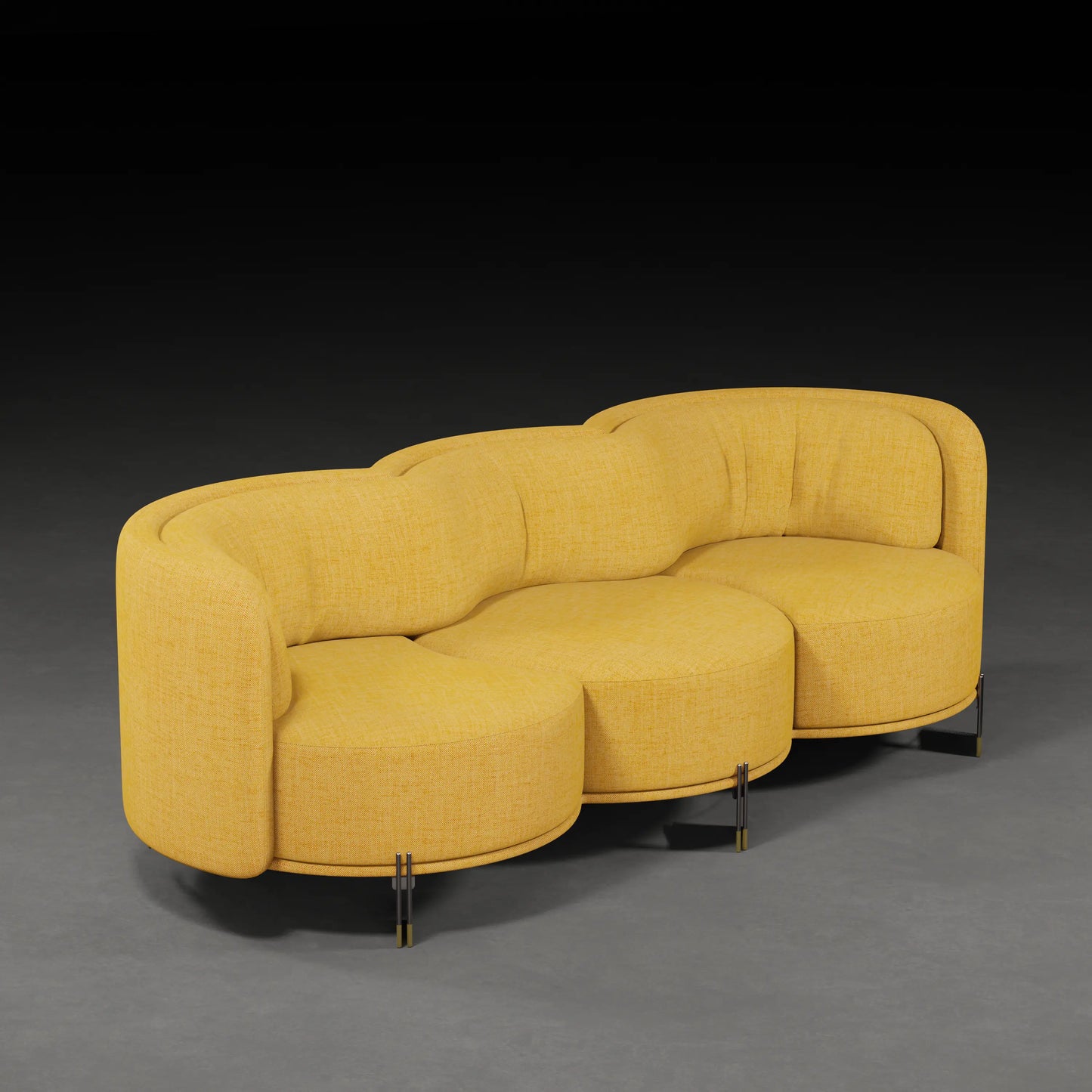 LOTUS - 3 Seater Premium Sofa in linen Finish | Yellow Color