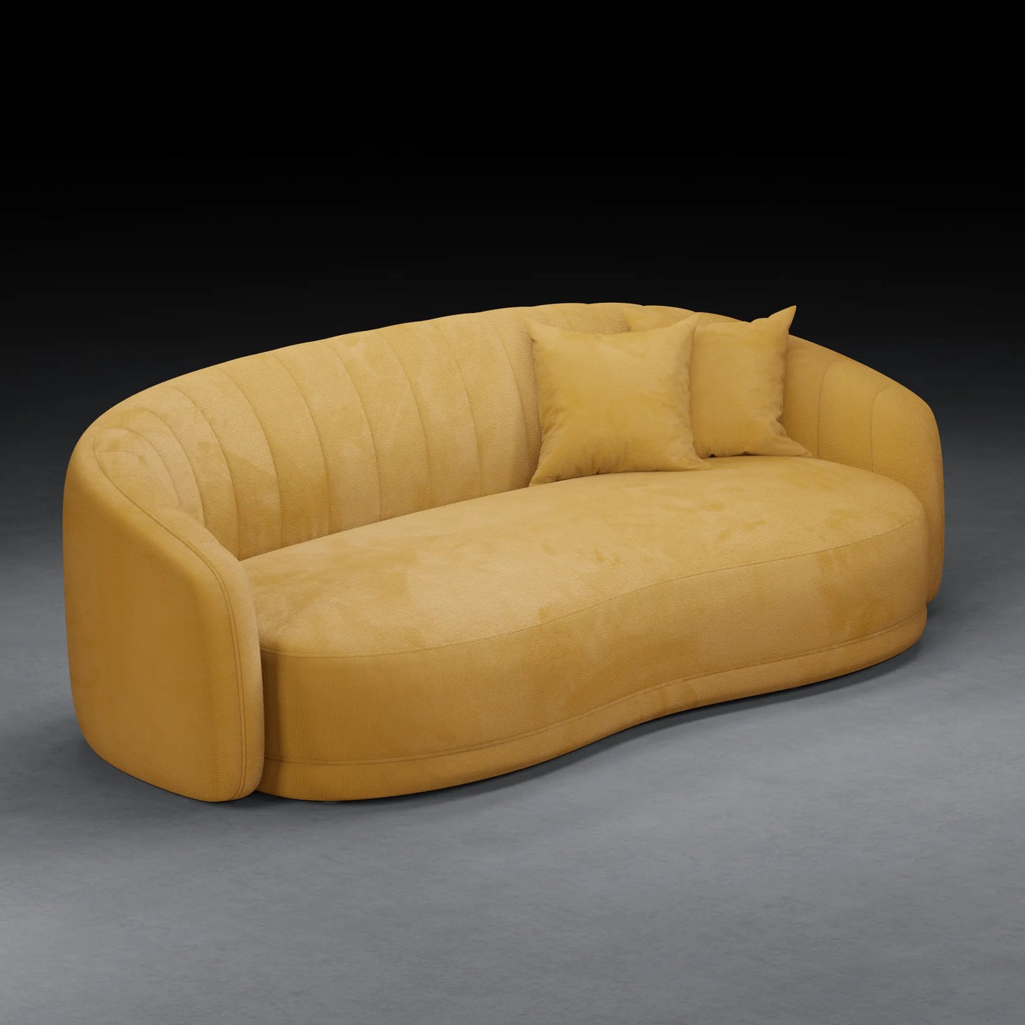 LILY - 3 Seater Couch in Linen Finish | Yellow Color