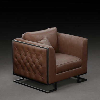 CAROLINA - Armchair in Leather Finish | Brown Colour