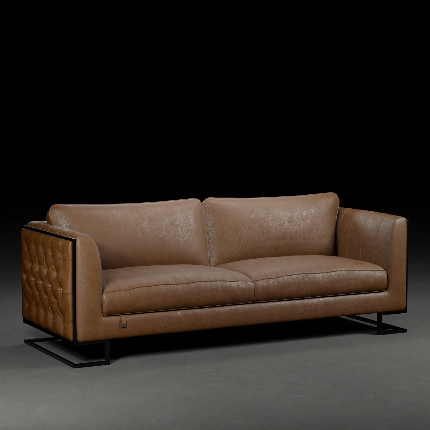 CAROLINA - 4 Seater Couch in Leather Finish | Almond Brown Colour