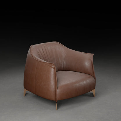 COCONUT - Contemporary Armchair in Leather Finish | Brown Colour
