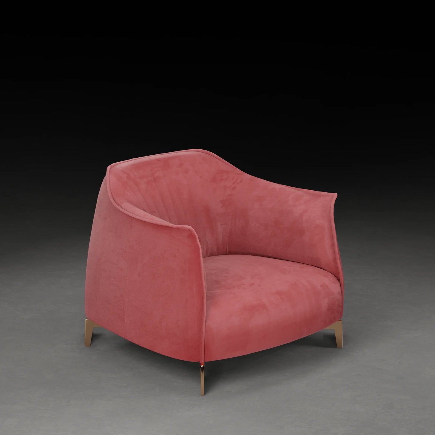 COCONUT - Contemporary Armchair in Velvet Finish | Pink Colour