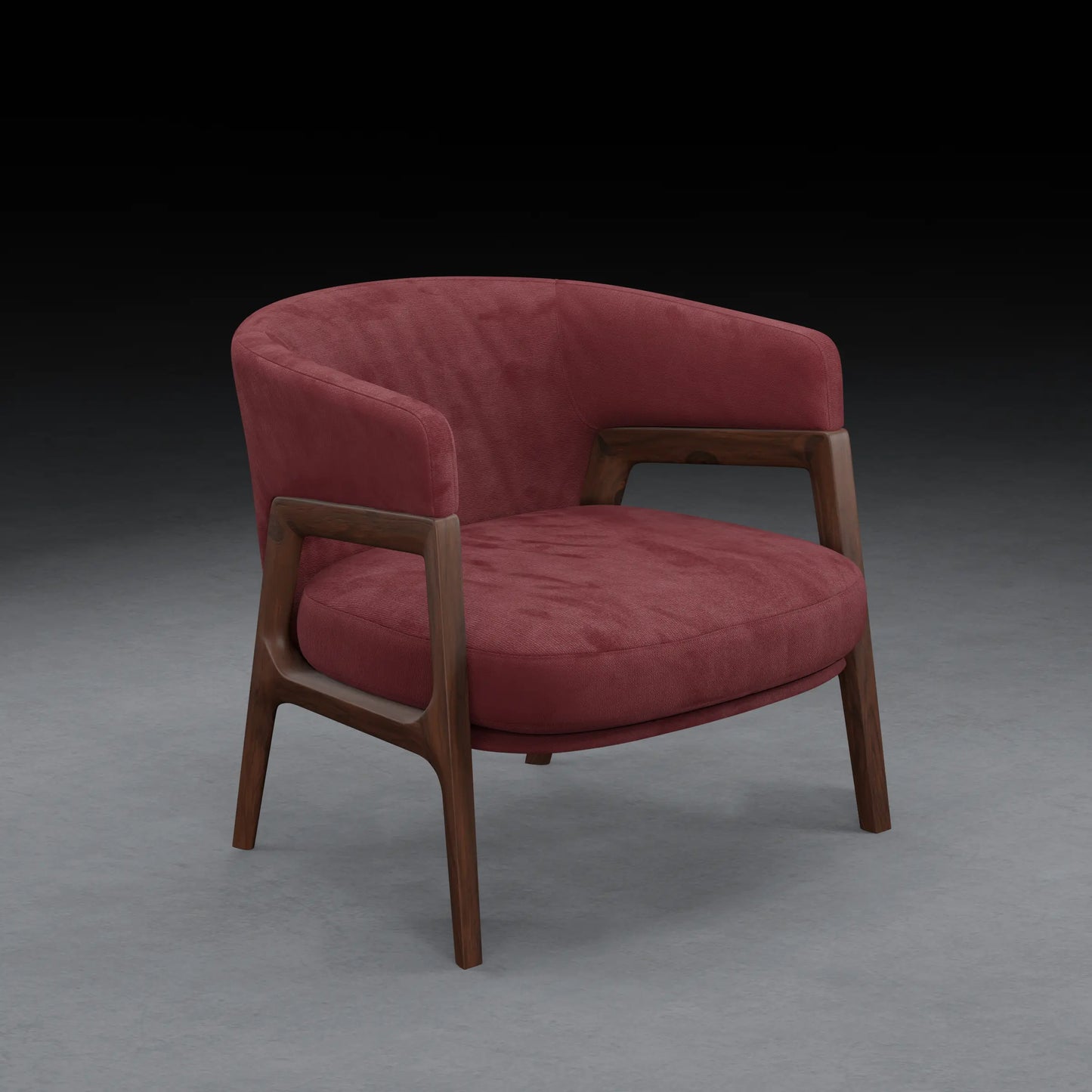 LEMON - Armchair in Teak wood - Linen Finish | Maroon Color