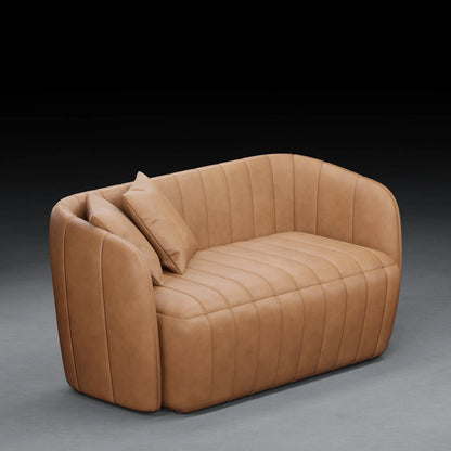 DAFFODIL - 2 Seater Tuxedo Couch In Leather Finish | Tan Color