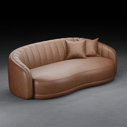 LILY - 3 Seater Couch in Leather Finish | Brown Color