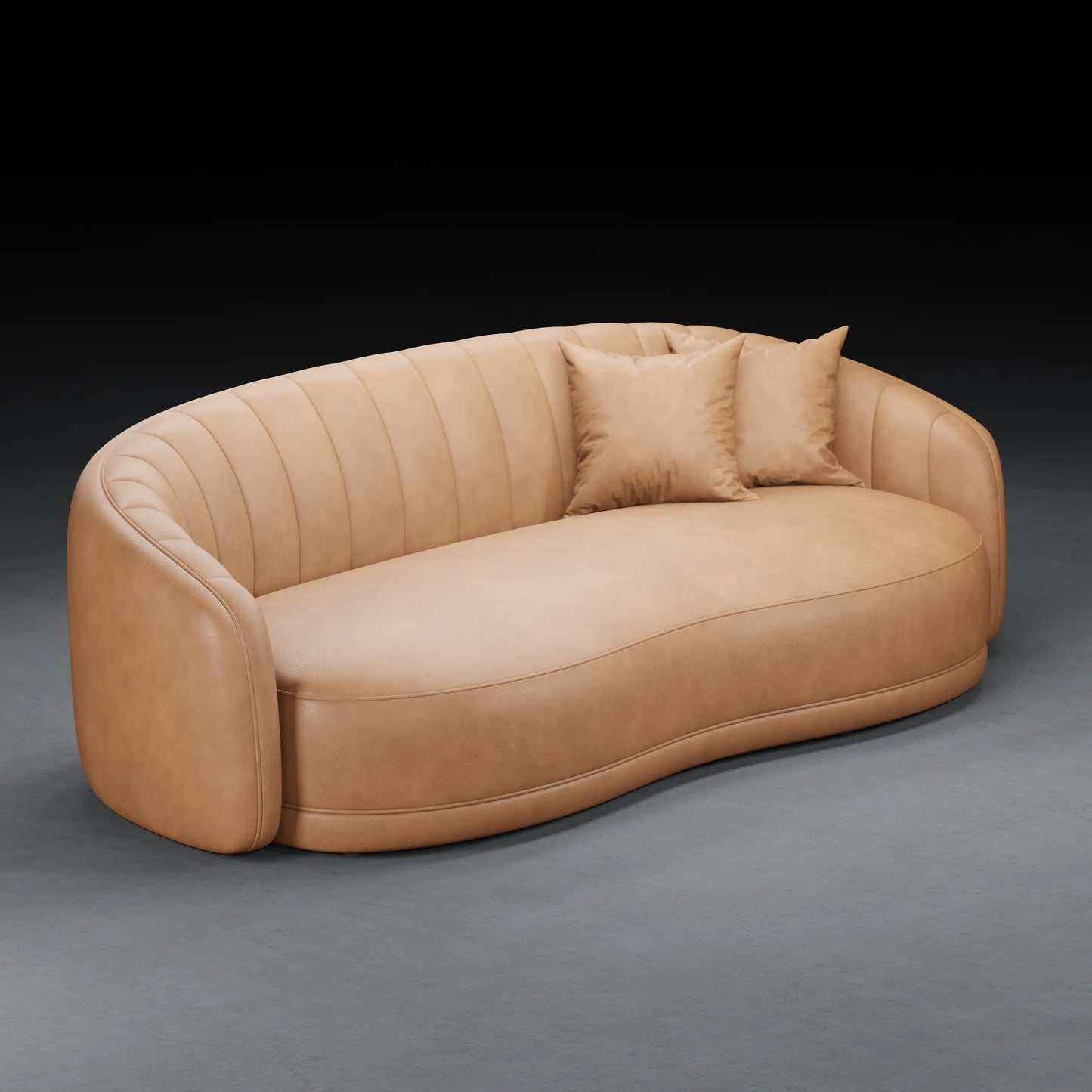 LILY - 3 Seater Couch in Leather Finish | Tan Color