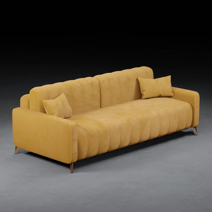 JANE - 3 Seater Tuxedo Couch in Linen Finish | Yellow Color