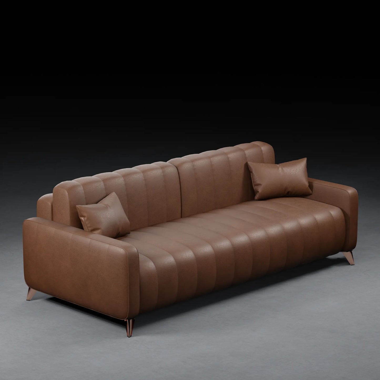 JANE - 3 Seater Tuxedo Couch in Leather Finish | Brown Color