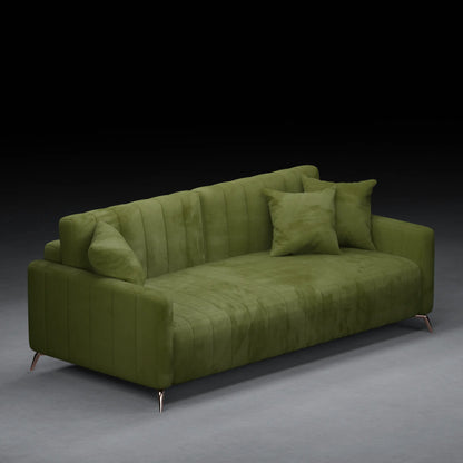 Berry  - 3 Seater Couch in Velvet Finish | Green Color