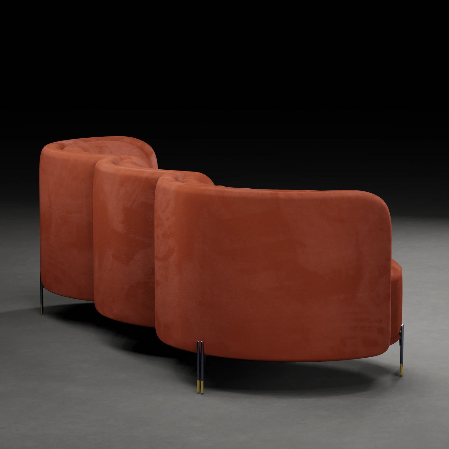 LOTUS - 3 Seater Premium Sofa in Velvet Finish | Orange Colour