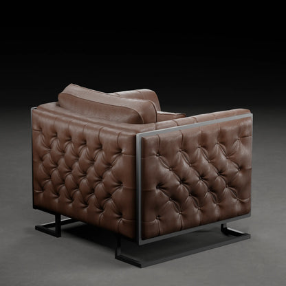 CAROLINA - Armchair in Leather Finish | Brown Colour