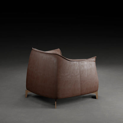 COCONUT - Contemporary Armchair in Leather Finish | Brown Colour