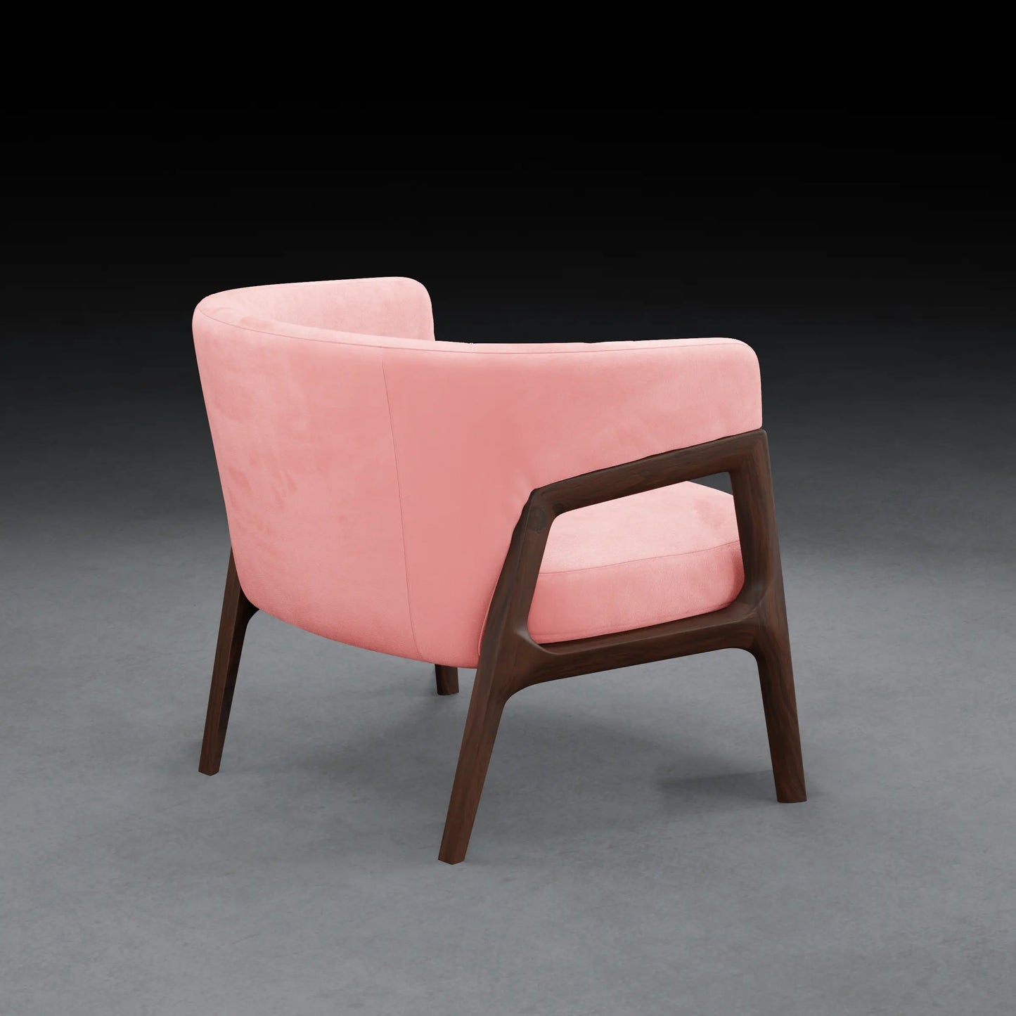 LEMON - Armchair in Teak wood - Velvet Finish | Pink Color