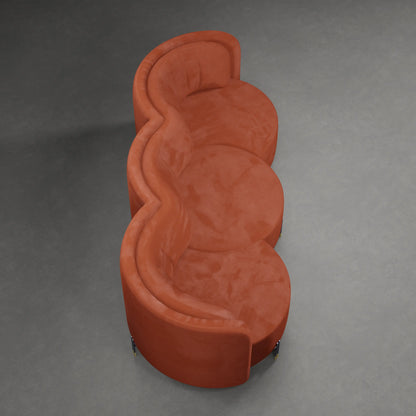 LOTUS - 3 Seater Premium Sofa in Velvet Finish | Orange Colour