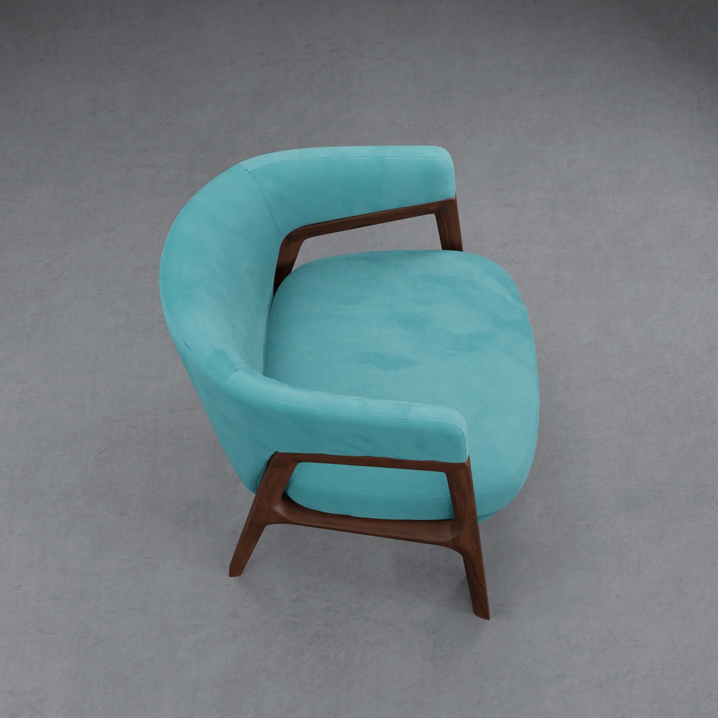 LEMON - Armchair in Teak wood - Velvet Finish | Blue Color