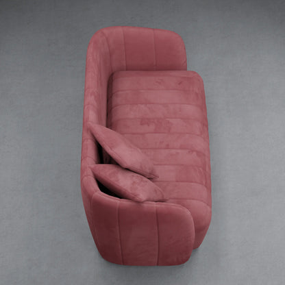DAFFODIL - 2 Seater Tuxedo Couch In Velvet Finish | Burgundy maroon Color