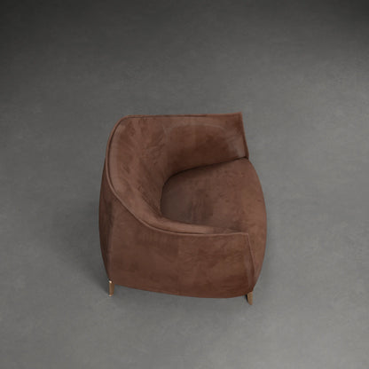 COCONUT - Contemporary Armchair in Velvet Finish | Brown Colour