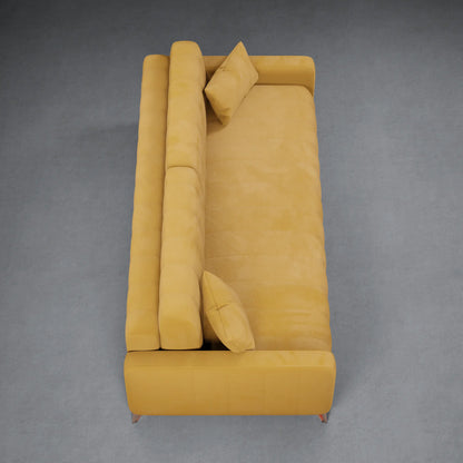 JANE - 3 Seater Tuxedo Couch in Linen Finish | Yellow Color