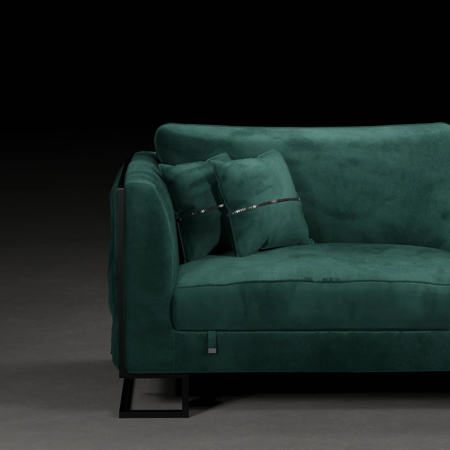 CAROLINA - 4 Seater Couch in Velvet Finish | Green Colour