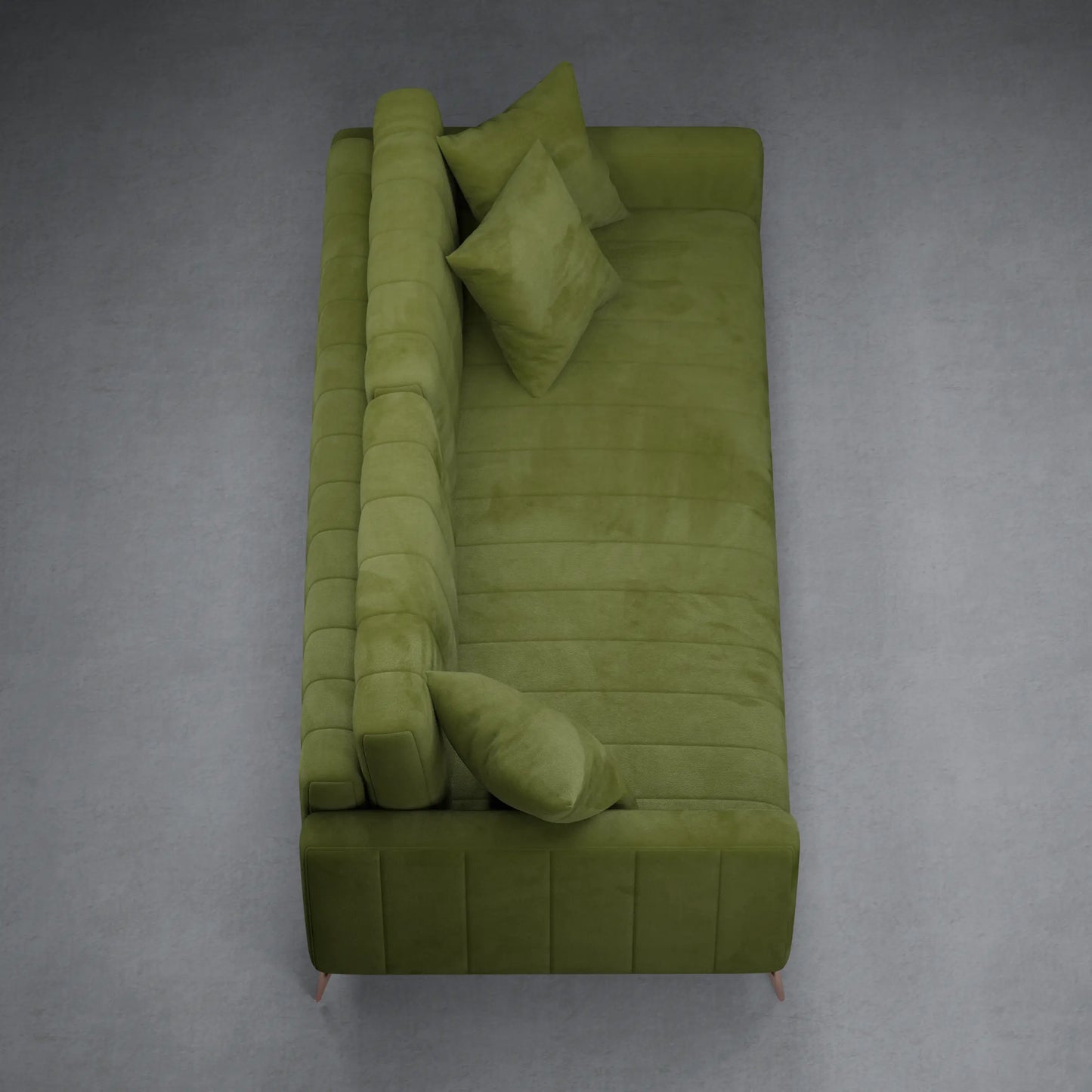 Berry  - 3 Seater Couch in Velvet Finish | Green Color