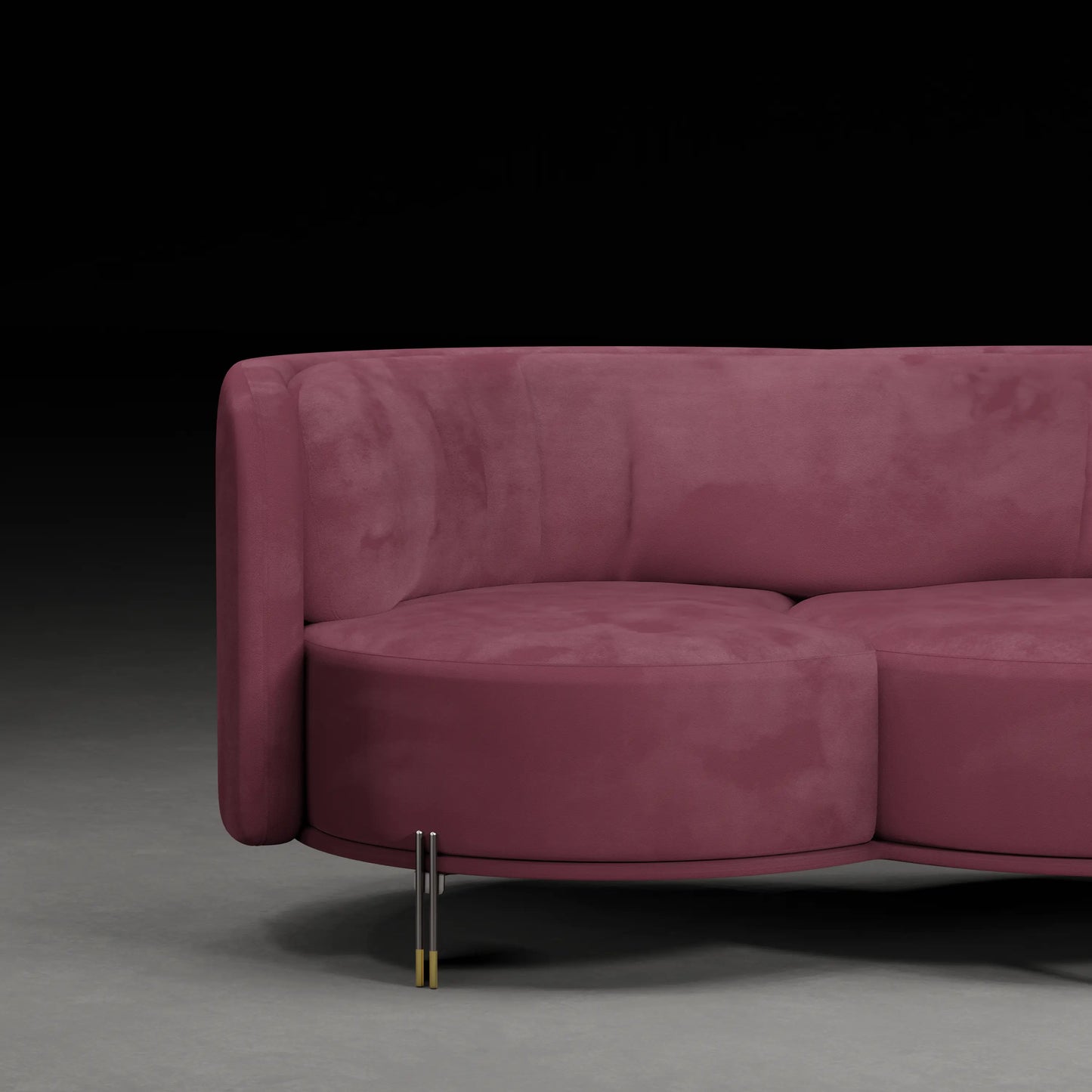 LOTUS - 3 Seater Premium Sofa in Velvet Finish | Plum Colour