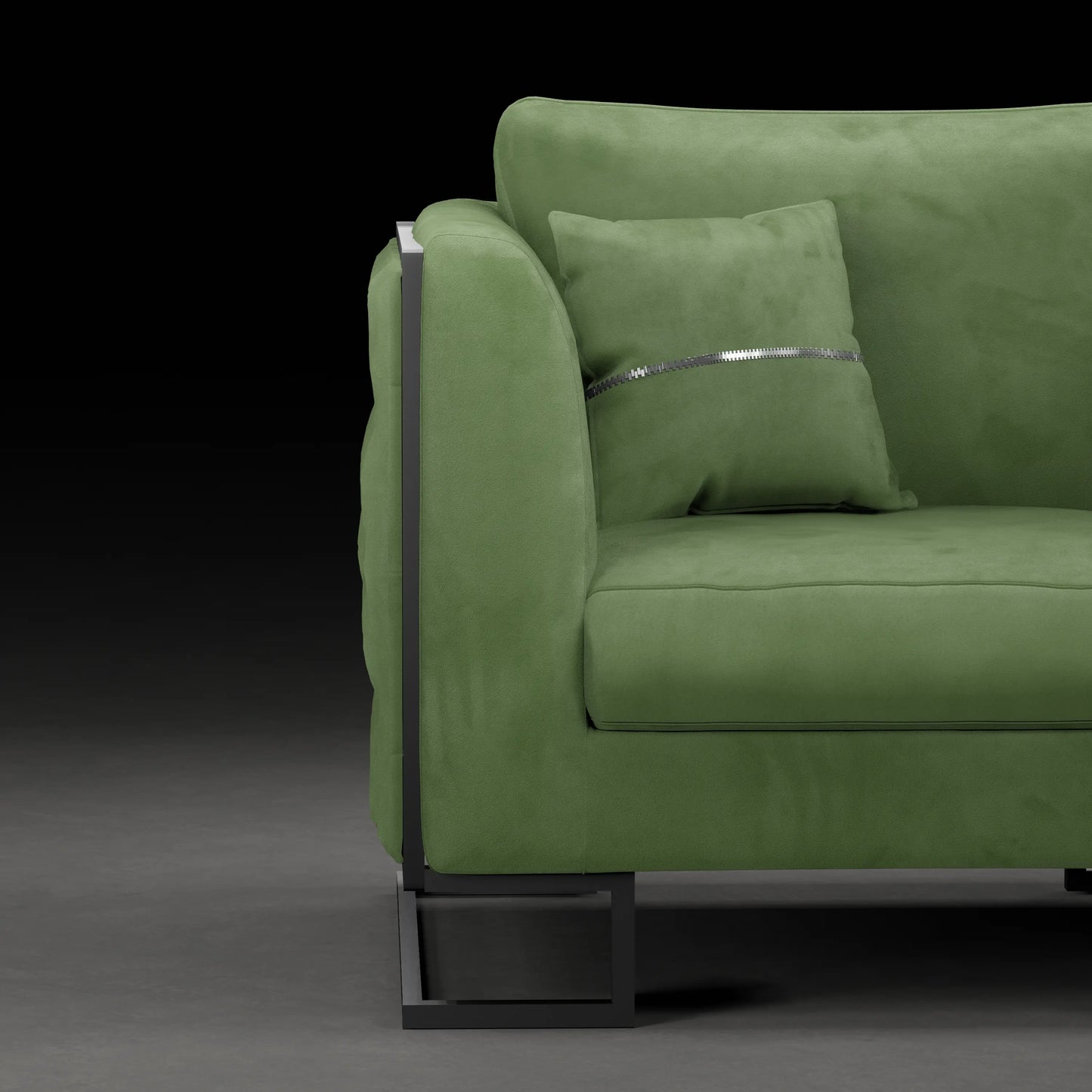 CAROLINA - Armchair in Velvet Finish | Asparagus Green Colour