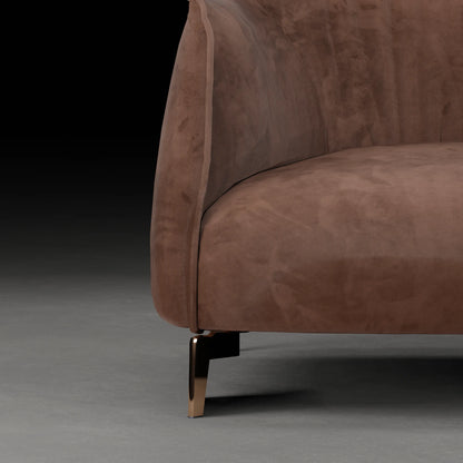 COCONUT - Contemporary Armchair in Velvet Finish | Brown Colour