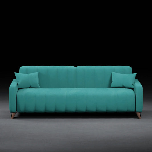 JANE - 3 Seater Tuxedo Couch in Velvet Finish | Blue Color