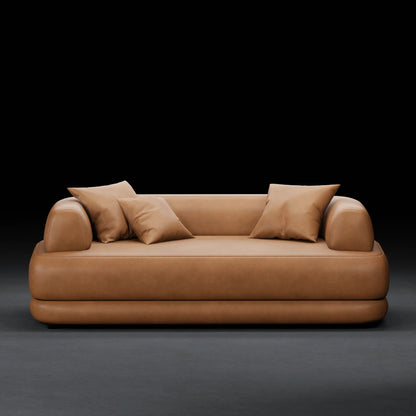 PLUM - 2 Seater Lounge Sofa in Leather Finish | Tan Color