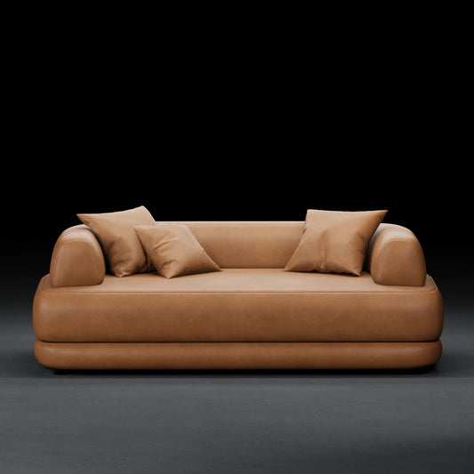 PLUM - 2 Seater Lounge Sofa in Leather Finish | Tan Color