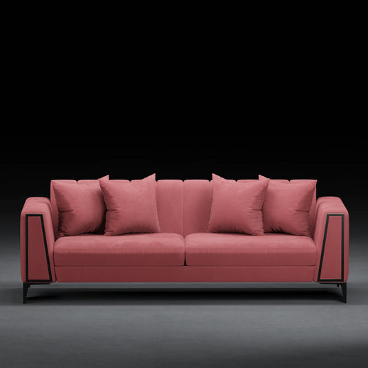 Grape - Contemporary 4 Seater Couch in Linen Finish | Pink Color