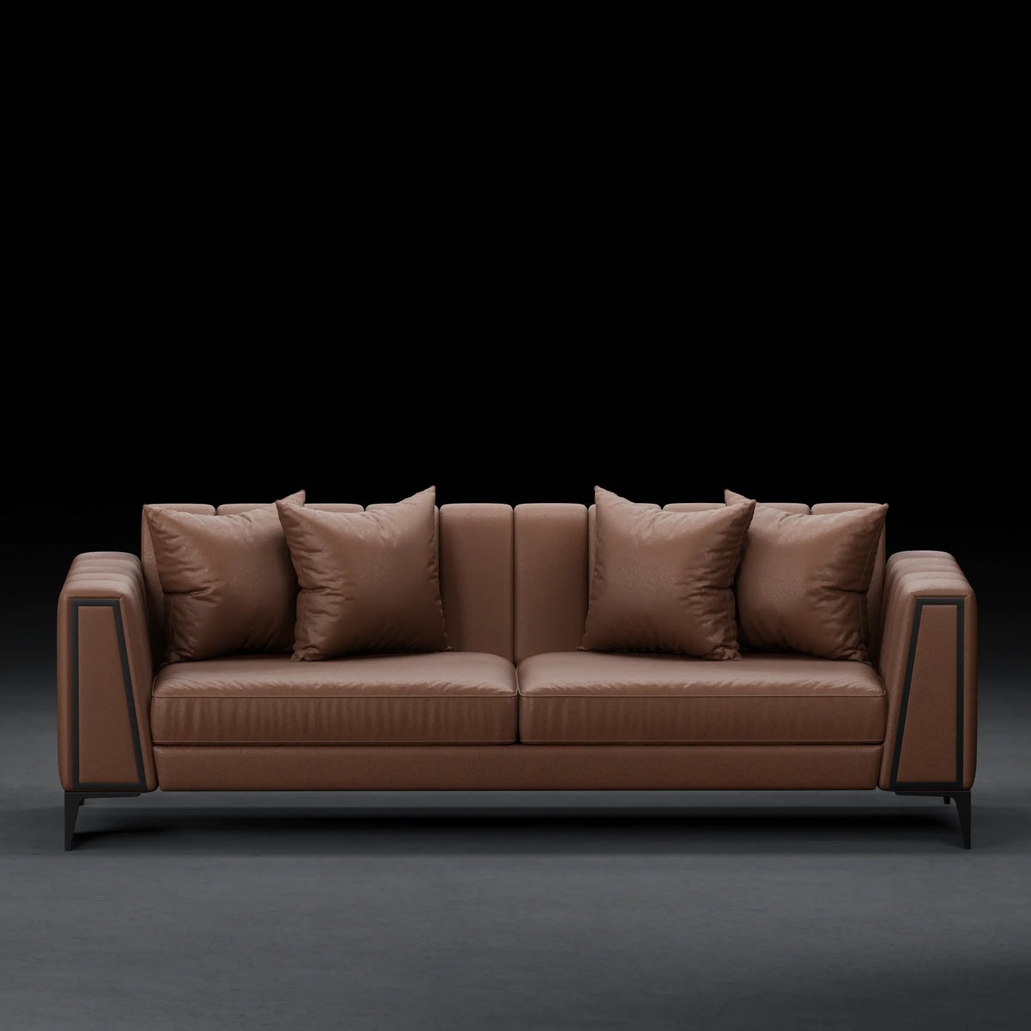 Grape - Contemporary 4 Seater Couch in Leather Finish | Brown Color