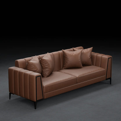 Grape - Contemporary 4 Seater Couch in Leather Finish | Brown Color