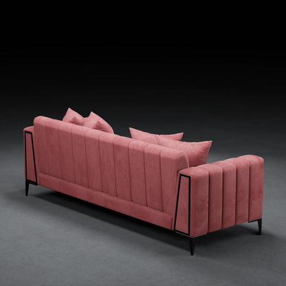 Grape - Contemporary 4 Seater Couch in Linen Finish | Pink Color