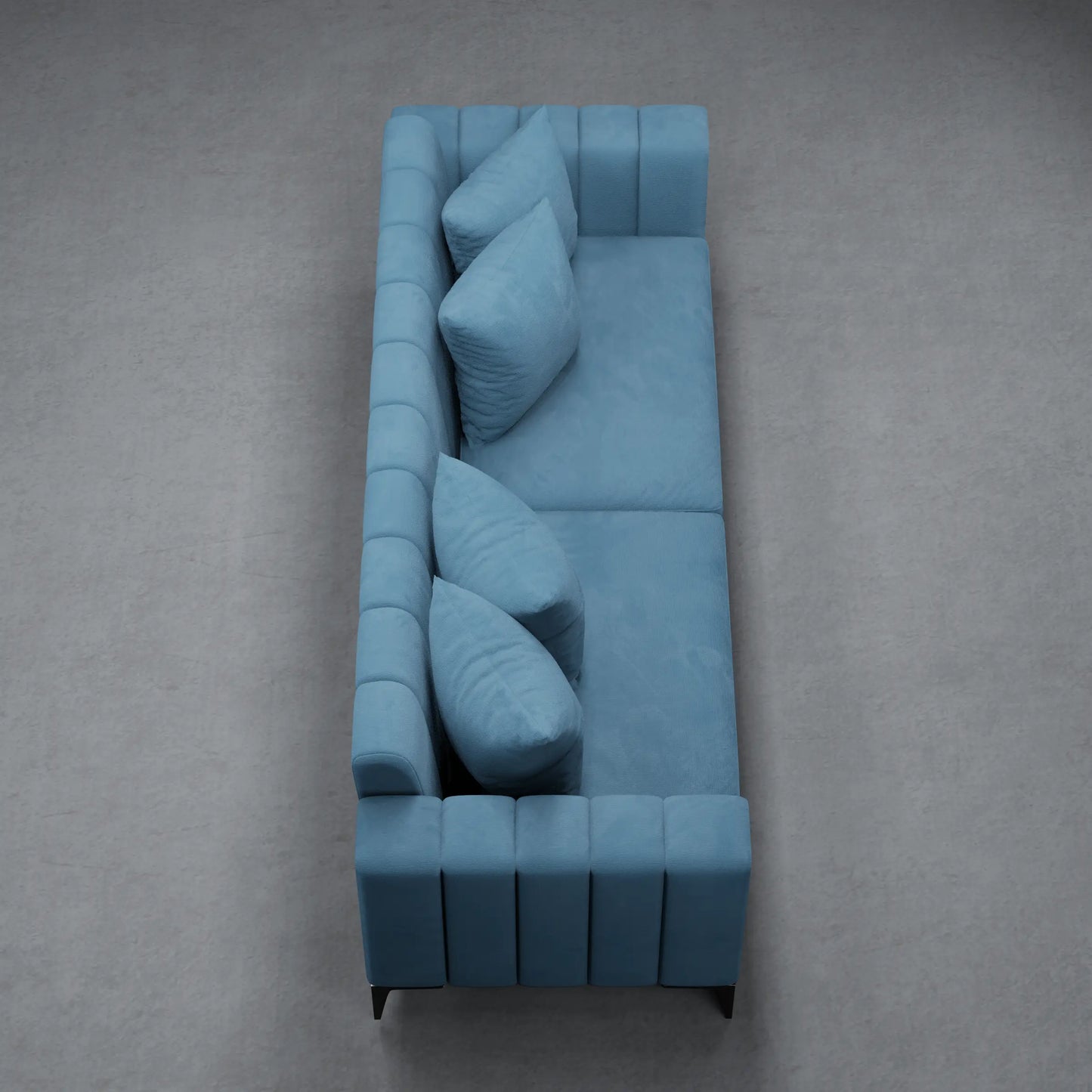 Grape - Contemporary 4 Seater Couch in Linen Finish | Space Blue Color