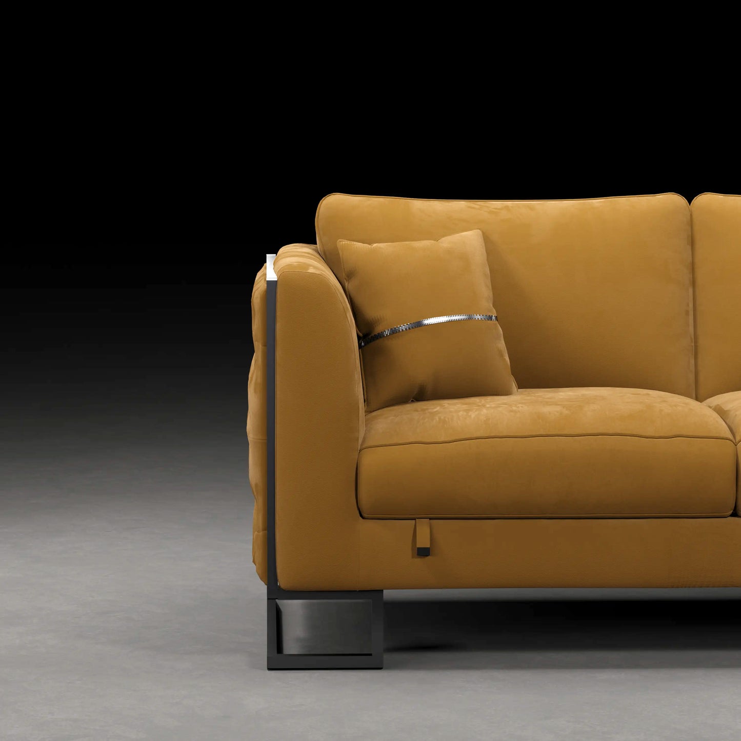 CAROLINA -  2 Seater Couch in Velvet Finish | Ochre Colour