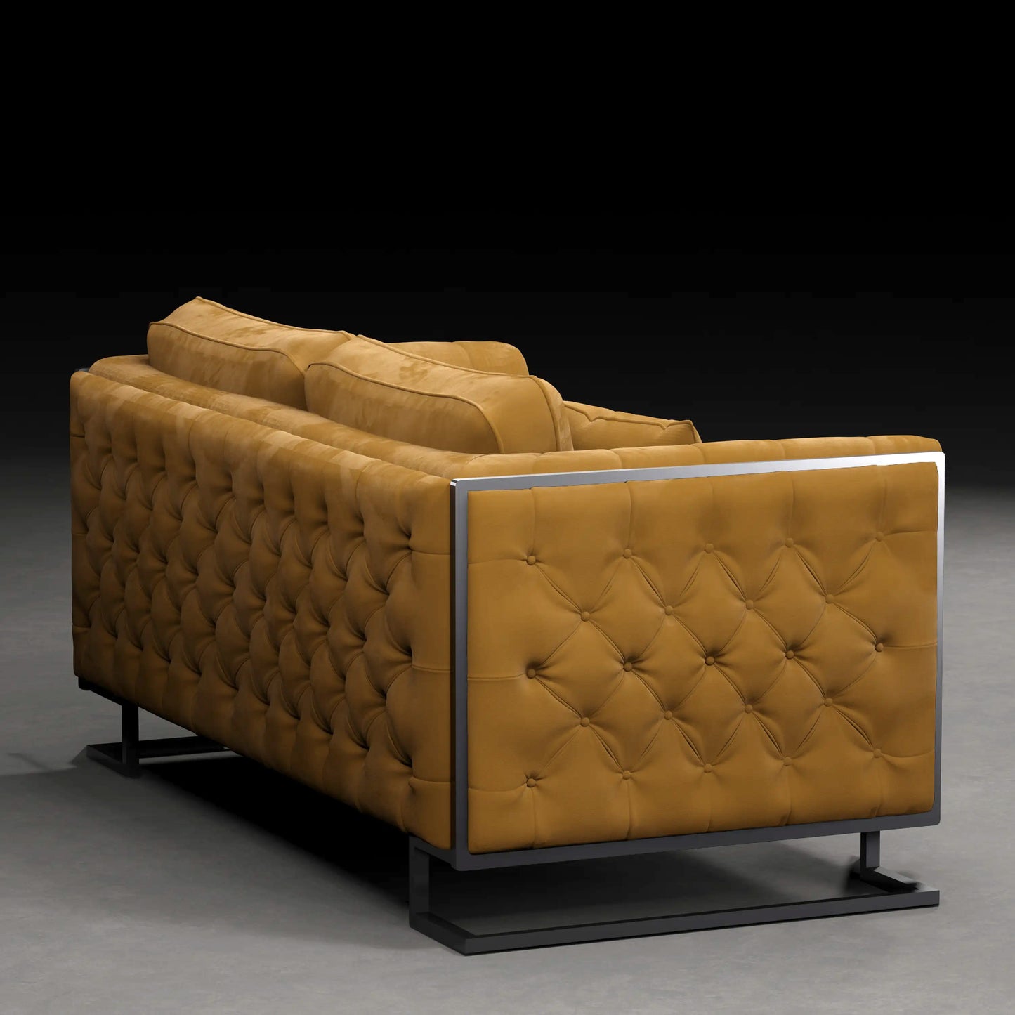 CAROLINA -  2 Seater Couch in Velvet Finish | Ochre Colour